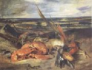 Eugene Delacroix Still Life with a Lobster and Trophies of Hunting and Fishing (mk05) Germany oil painting reproduction
